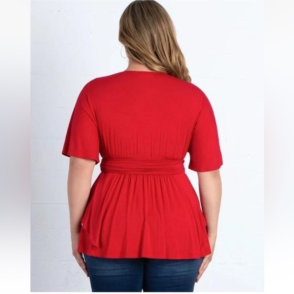Kiyonna Top Promenade Style Size 0X Red  Layered V Neckline - Picture 5 of 9